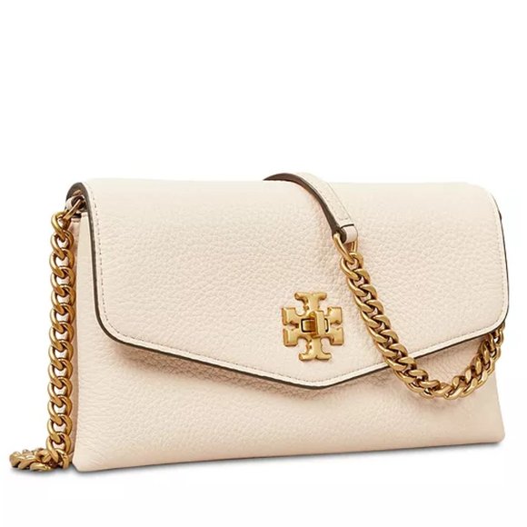 NWT Tory Burch Kira Chevron Leather Wallet On a Chain WOC New Cream AUTHENTIC - Picture 2 of 16